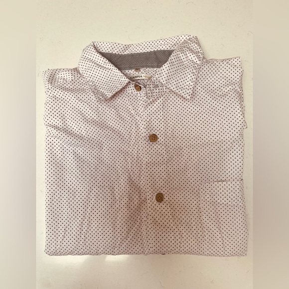 100% Cotton White and Red Casual Button Down Shirt with Classic Dots - Picture 1 of 9